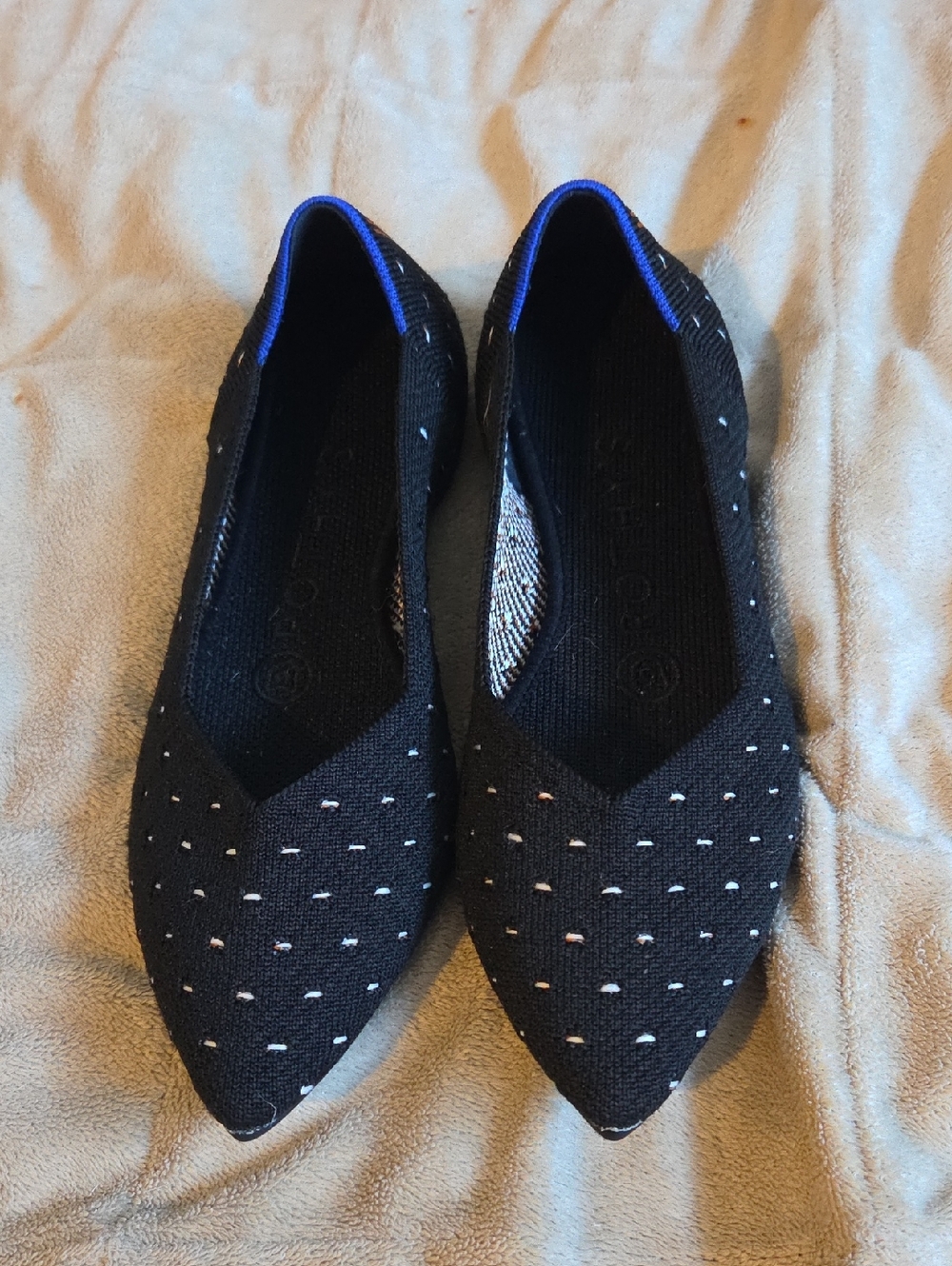 Rothys The Point, Black With White Dots
